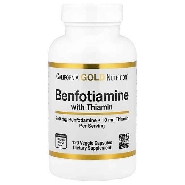 California Gold Nutrition, Benfotiamine with Thiamine, 250 mg, 120 Veggie Capsules