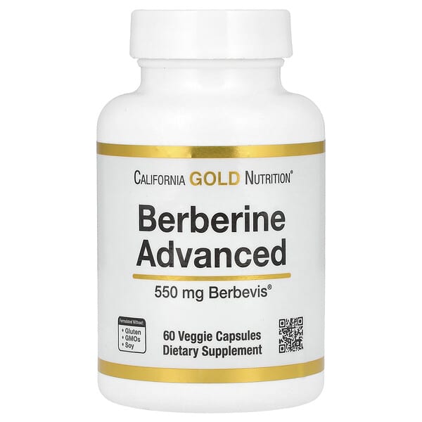 California Gold Nutrition, Berberine Advanced, Berbevis Phytosome with Berberine Phospholipid Complex with Sunflower Lecithin, 550 mg, 60 Veggie Capsules