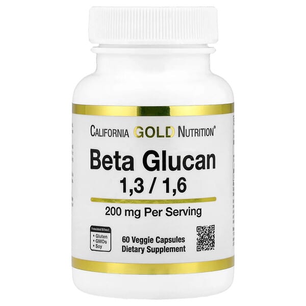 California Gold Nutrition, Beta Glucan 1-3, 1-6, 200 mg, 60 Veggie Capsules