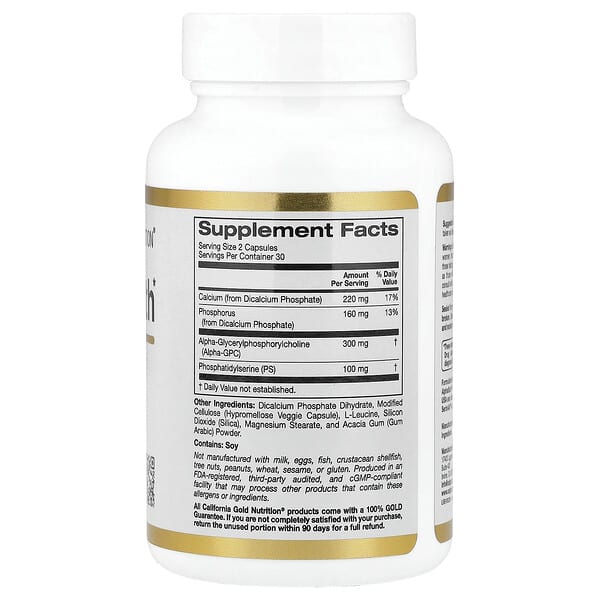 Alternative view of California Gold Nutrition, Brain Health with Alpha-Glycerophosphorylcholine, Calcium, Phosphorus and Phosphatidylserine, 60 Veggie Capsules