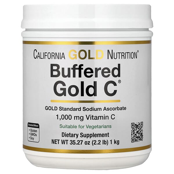 California Gold Nutrition, Buffered Gold C®, Non-Acidic Vitamin C Powder, Sodium Ascorbate, 2.2 lb (1 kg)