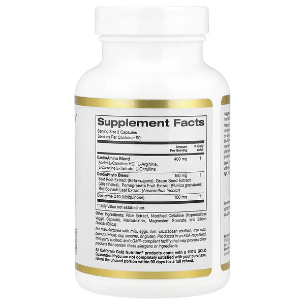 Alternative view of California Gold Nutrition, Cardio Complex with CardioAmino Blend, CardioPhyto Blend and Coenzyme Q10, 180 Veggie Capsules