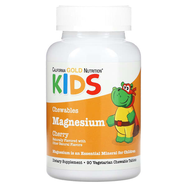 California Gold Nutrition, Chewable Magnesium for Children,  Cherry, 90 Vegetarian Tablets (50 mg per Tablet)