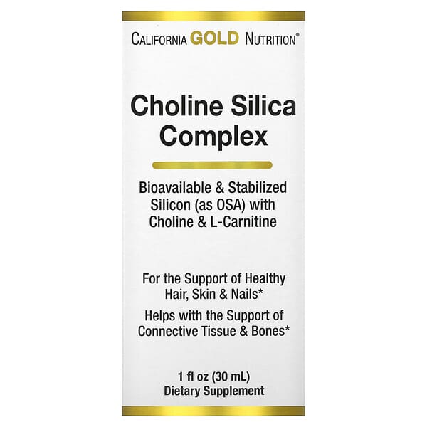 California Gold Nutrition, Choline Silica Complex, Bioavailable & Stabilized Silicon with Choline & L-Carnitine, 1 fl oz (30 ml)