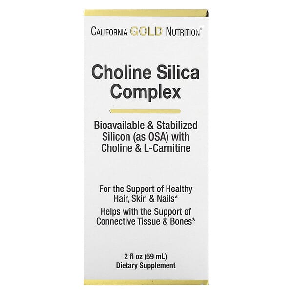California Gold Nutrition, Choline Silica Complex, Bioavailable & Stabilized Silicon with Choline & L-Carnitine, 2 fl oz (59 ml)