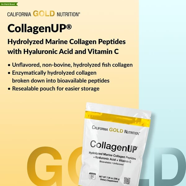Alternative view of California Gold Nutrition, CollagenUP®, Hydrolyzed Marine Collagen Peptides with Hyaluronic Acid and Vitamin C, Unflavored, 1.02 lb (464 g)