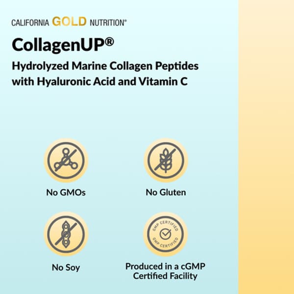 Alternative view of California Gold Nutrition, CollagenUP®, Hydrolyzed Marine Collagen Peptides with Hyaluronic Acid and Vitamin C, Unflavored, 7.26 oz (206 g)