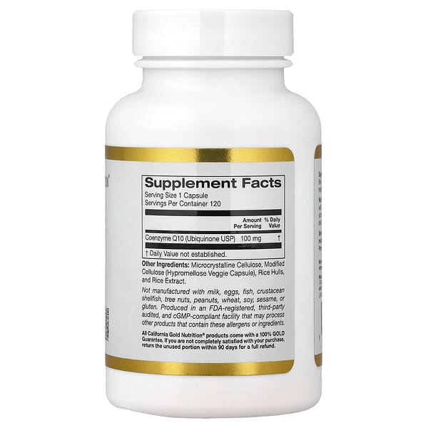Alternative view of California Gold Nutrition, CoQ10, USP Grade Ubiquinone, 100 mg, 120 Veggie Capsules