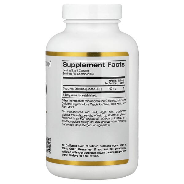 Alternative view of California Gold Nutrition, CoQ10, USP Grade Ubiquinone, 100 mg, 360 Veggie Capsules