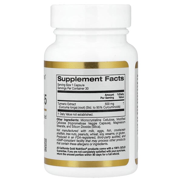 Alternative view of California Gold Nutrition, Curcumin 95, 30 Veggie Capsules (500 mg per Capsule)