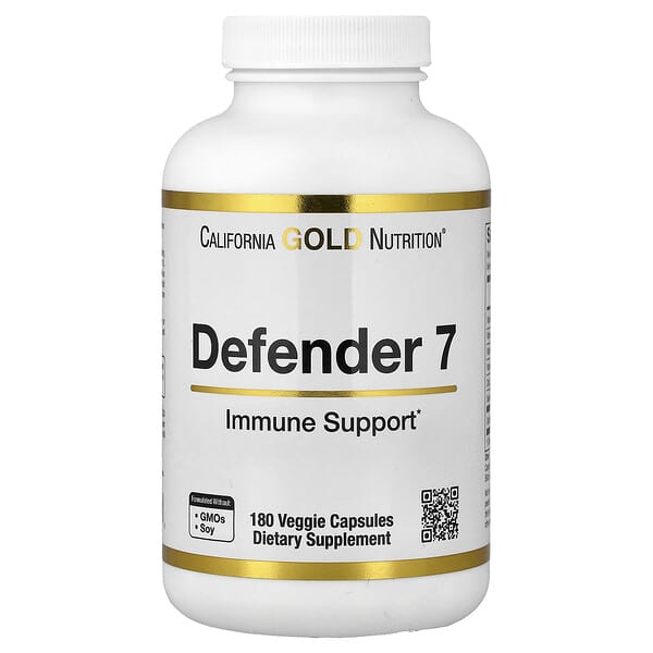 California Gold Nutrition, Defender 7, with A, C, D3, B6, Zinc, Selenium & Beta-Glucan, 180 Veggie Capsules