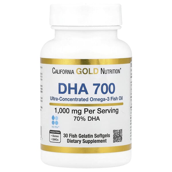 California Gold Nutrition, DHA 700 Fish Oil, Ultra-Concentrated, 1,000 mg, 30 Fish Gelatin Softgels