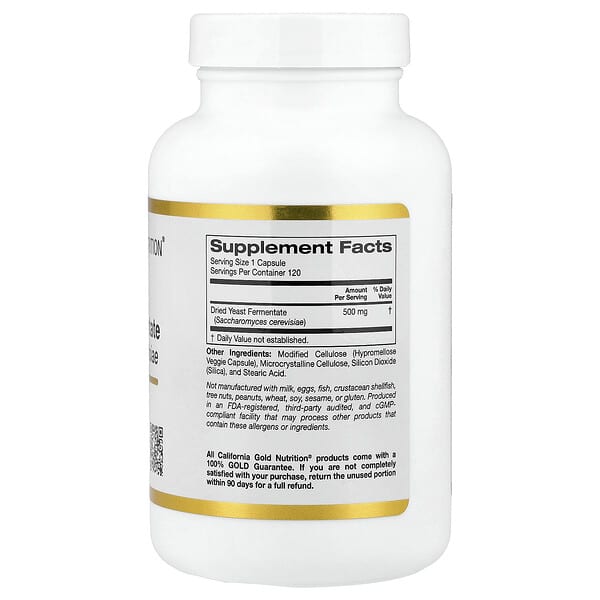 Alternative view of California Gold Nutrition, Epicor®, Dried Yeast Fermentate, 500 mg, 120 Veggie Capsules