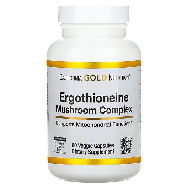 California Gold Nutrition, Ergothioneine Mushroom Complex with Organic Maitake, Organic Oyster, Organic Lion's Mane Mushroom Extracts and L-Ergothioneine, 90 Veggie Capsules