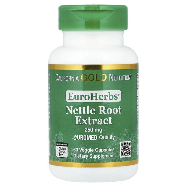 California Gold Nutrition, EuroHerbs®, Nettle Root Extract, Euromed Quality, 250 mg, 60 Veggie Capsules