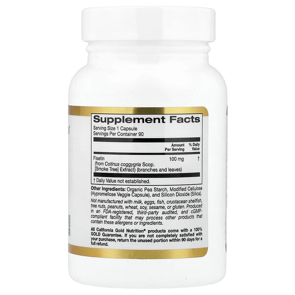 Alternative view of California Gold Nutrition, Fisetin, 100 mg, 90 Veggie Capsules
