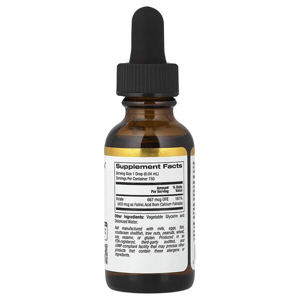 Alternative view of California Gold Nutrition, Folinic Acid, Alcohol Free, 1 fl oz (30 ml)