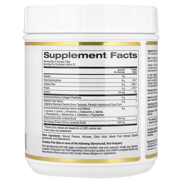 Alternative view of California Gold Nutrition, GLP-1 Support Formula with Collagen Peptides, Prebiotic Fiber & Essential Amino Acids, Watermelon Yuzu, 1.09 lb (494 g)