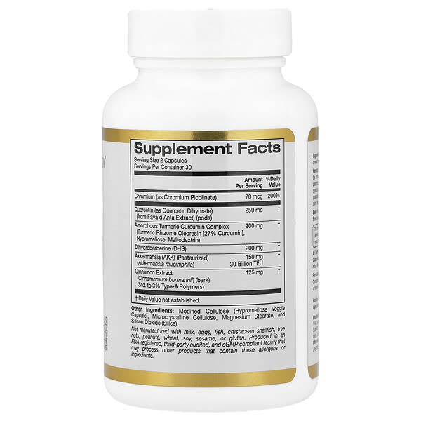 Alternative view of California Gold Nutrition, GLP-1 Supreme™, with Akkermansia, Berberine, Quercetin & Curcumin, 60 Veggie Capsules