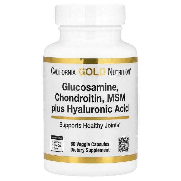 California Gold Nutrition, Glucosamine, Chondroitin, MSM plus Hyaluronic Acid, 60 Veggie Capsules