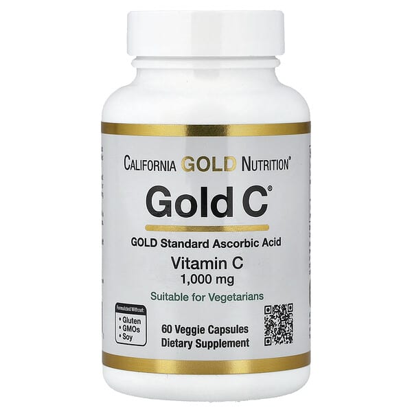 California Gold Nutrition, Gold C®, USP Grade Vitamin C, 1,000 mg, 60 Veggie Capsules