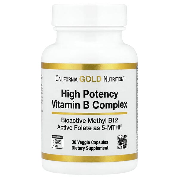 California Gold Nutrition, High Potency Vitamin B Complex with Methyl Folate & Methyl B12, 30 Veggie Capsules 3 California Gold Nutrition, High Potency Vitamin B Complex with Methyl Folate & Methyl B12, 30 Veggie Capsules