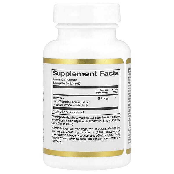 Alternative view of California Gold Nutrition, Huperzine A, 250 mcg , 90 Veggie Capsules
