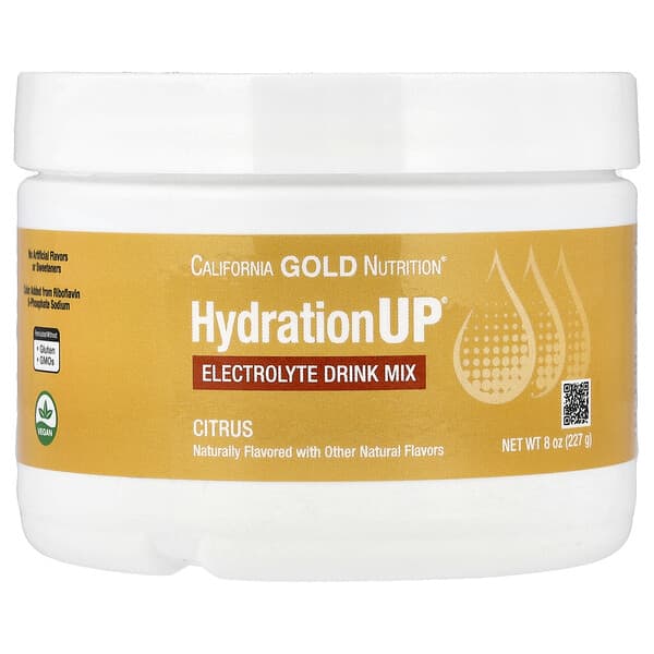 California Gold Nutrition, HydrationUP®, Electrolyte Drink Mix with Calcium, Potassium, Vitamin C, and Vitamin E, Citrus, 8 oz (227 g)
