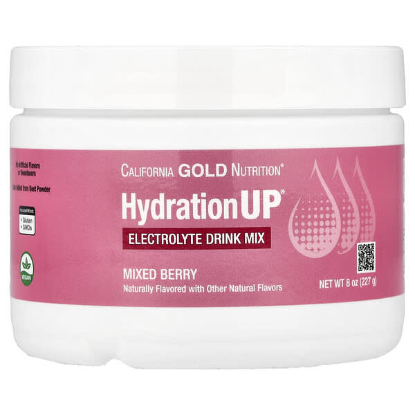 California Gold Nutrition, HydrationUP®, Electrolyte Drink Mix with Calcium, Potassium, Vitamin C, and Vitamin E, Mixed Berry, 8 oz (227 g)
