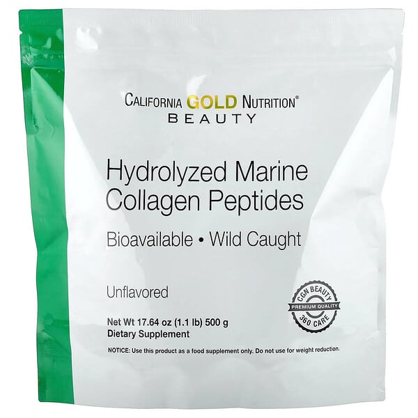 California Gold Nutrition, Hydrolyzed Marine Collagen Peptides, Unflavored, 1.1 lb (500 g)