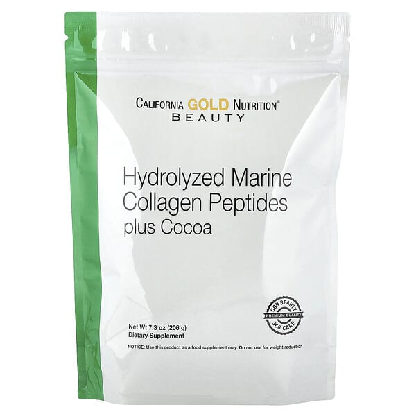 California Gold Nutrition, Hydrolyzed Marine Collagen Peptides with Cocoa, 7.3 oz (206 g)