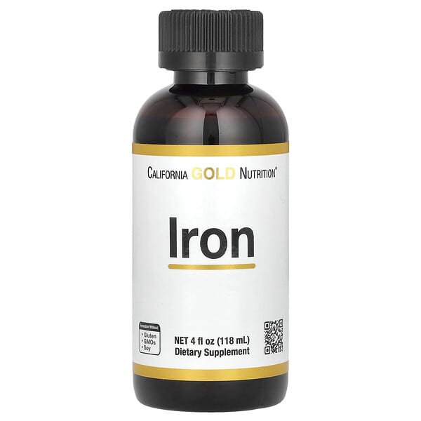 California Gold Nutrition, Iron, as Ferrous Bisglycinate Chelate and Yellow Dock Root, 4 fl oz (118 ml)