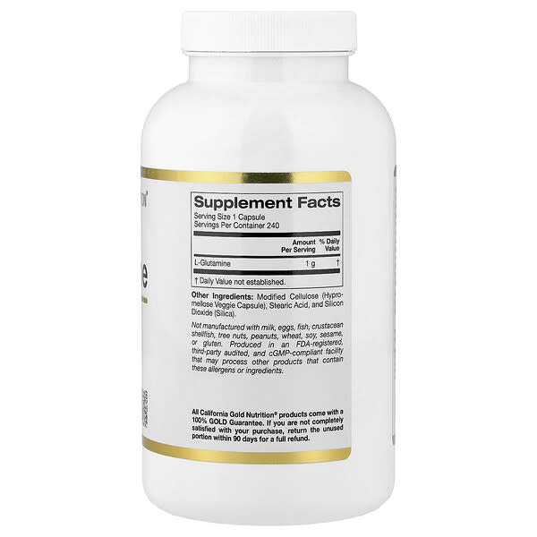 Alternative view of California Gold Nutrition, L-Glutamine, 1,000 mg, 240 Veggie Capsules