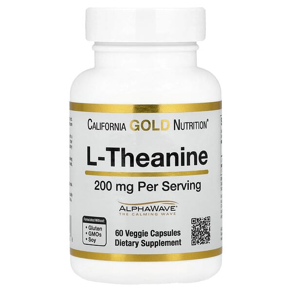 California Gold Nutrition, L-Theanine, Featuring AlphaWave®, 200 mg, 60 Veggie Capsules