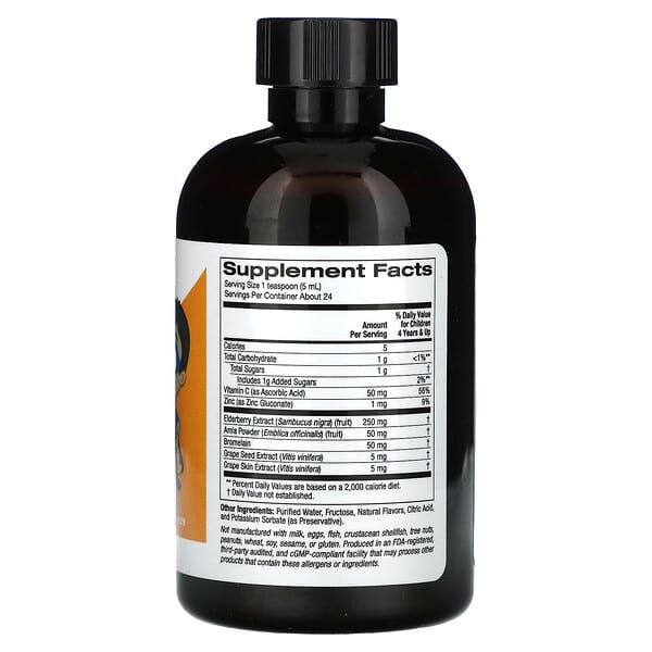 Alternative view of California Gold Nutrition, Liquid Allergy Relief with Elderberry Extract, Vitamin C, Amla Powder and Bromelain for Children, No Alcohol, Grape, 4 fl oz (118 ml)
