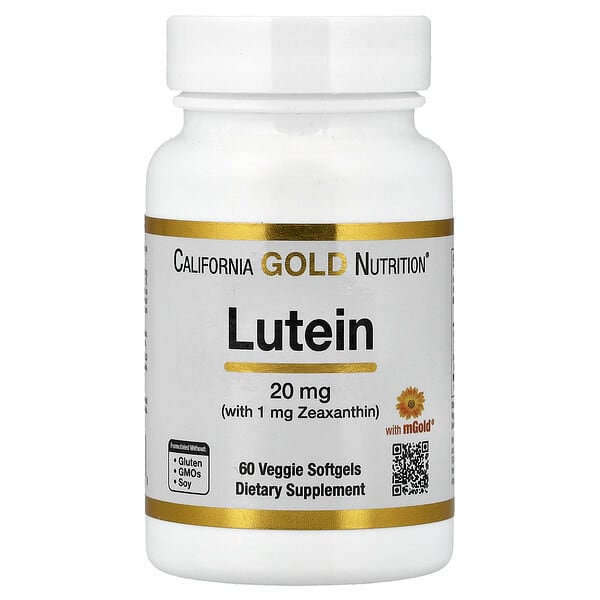 California Gold Nutrition, Lutein with Zeaxanthin from Marigold Extract, 60 Veggie Softgels
