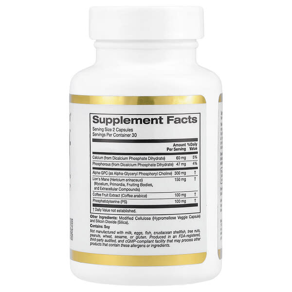 Alternative view of California Gold Nutrition, MEM Boost™, Memory & Cognitive Support with Alpha-GPC, Lion's Mane Extract, Coffee Fruit Extract and Phosphatidylserine, 60 Veggie Capsules