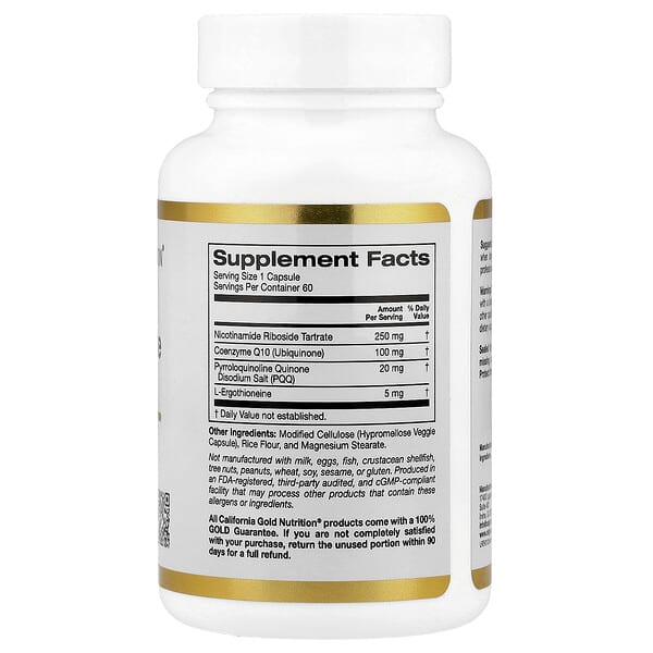 Alternative view of California Gold Nutrition, Nicotinamide Riboside Tartrate (NRT) Complex, 60 Veggie Capsules