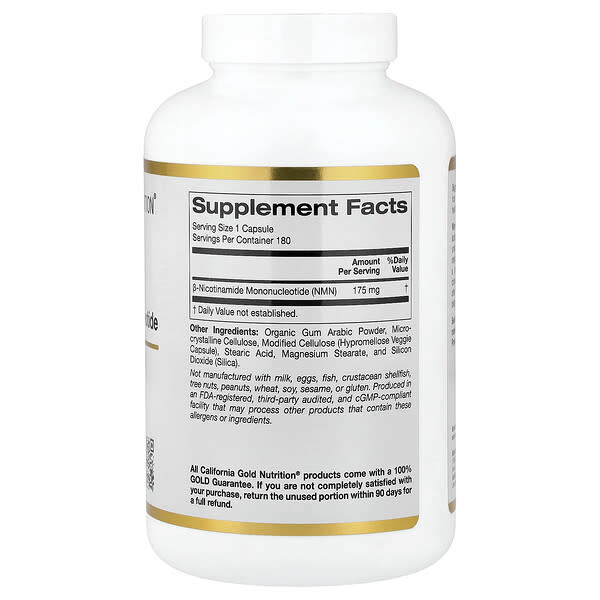 Alternative view of California Gold Nutrition, NMN, 175 mg , 180 Veggie Capsules
