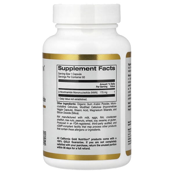 Alternative view of California Gold Nutrition, NMN, 175 mg, 60 Veggie Capsules