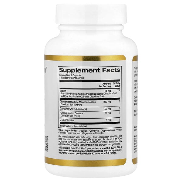California Gold Nutrition, NMNH Complex, with CoQ10, PQQ & L-Ergothioneine, 60 Veggie Capsules 2 California Gold Nutrition, NMNH Complex, with CoQ10, PQQ & L-Ergothioneine, 60 Veggie Capsules - Ảnh 2