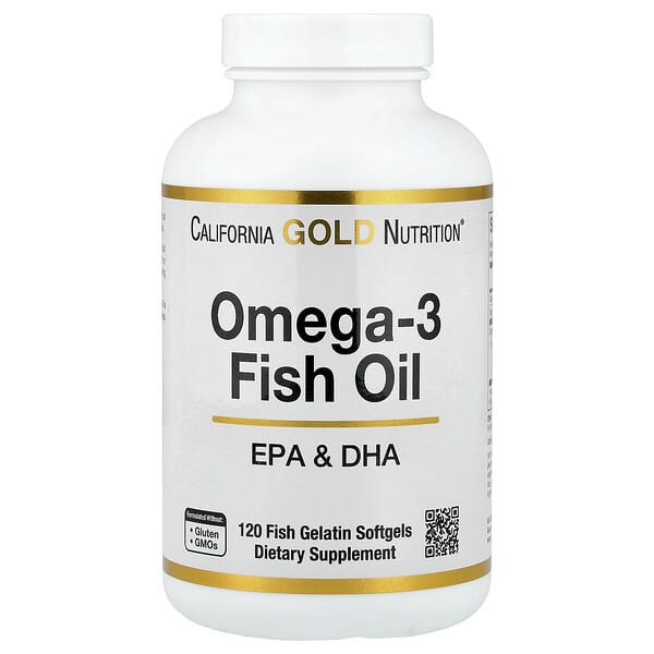 California Gold Nutrition, Omega-3 Fish Oil, 120 Fish Gelatin Softgels (1,250 mg per Softgel)