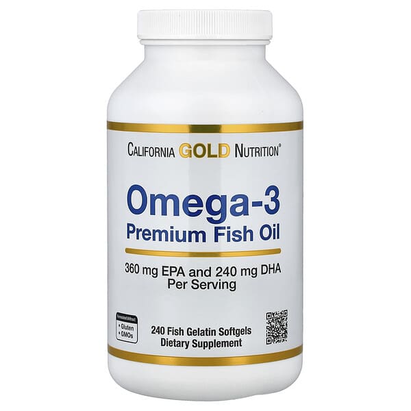 California Gold Nutrition, Omega-3, Premium Fish Oil, 240 Fish Gelatin Softgels