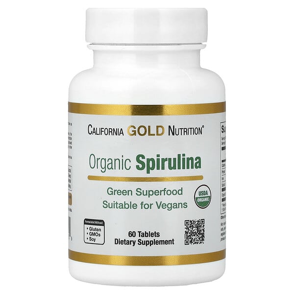 California Gold Nutrition, Organic Spirulina, 60 Tablets (500 mg per Tablet)