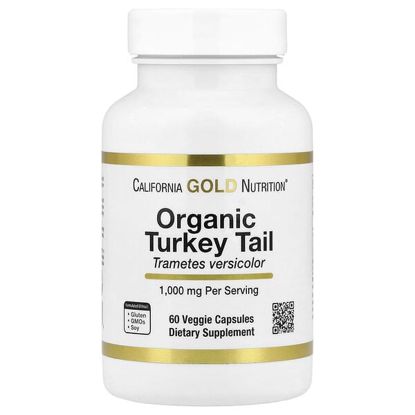 California Gold Nutrition, Organic Turkey Tail Mushroom, 60 Veggie Capsules (0.5 g per Capsule)