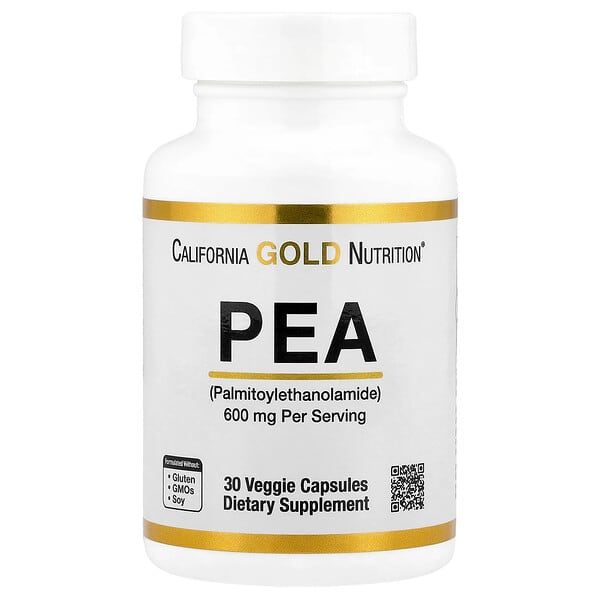 California Gold Nutrition, PEA (Palmitoylethanolamide), 30 Veggie Capsules (300 mg per Capsule)