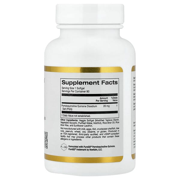 Alternative view of California Gold Nutrition, PQQ, 20 mg, 90 Veggie Softgels