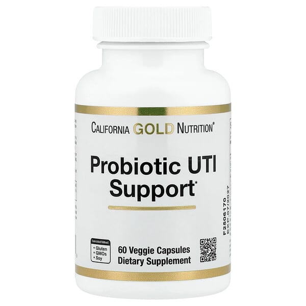 California Gold Nutrition, Probiotic UTI Support with Fructooligosaccharides, Cranberry Extract, Three-Leaf Caper Extract, and Proprietary Digestive Blend, 60 Veggie Capsules
