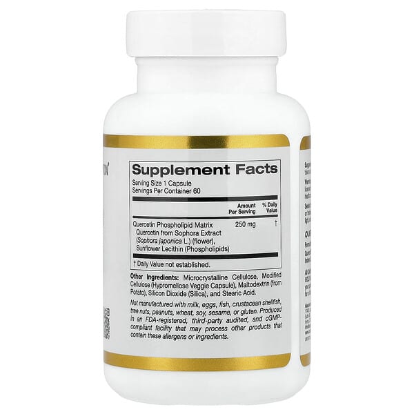 Alternative view of California Gold Nutrition, Quercetin Phytosome Quercefit®, 250 mg, 60 Veggie Capsules