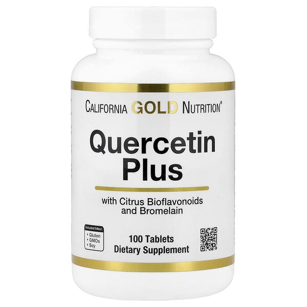 California Gold Nutrition, Quercetin Plus with Quercetin, Vitamin C, Citrus Bioflavonoids, Bromelain, Turmeric and Vitamin C, 100 Tablets